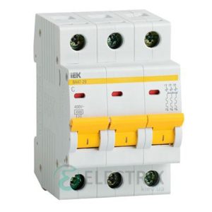 Автоматический выключатель ВА47-29 3P 20 А х-ка D, IEK MVA20-3-020-D