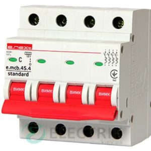 Автоматический выключатель e.mcb.stand.45.4.C50, 4P 50 А характеристика C, E.NEXT