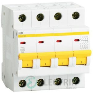 Автоматический выключатель ВА47-29 4P 2 А х-ка B, IEK MVA20-4-002-