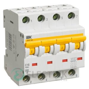 Автоматический выключатель ВА47-60 4P 63 А х-ка C, IEK MVA41-4-063-C