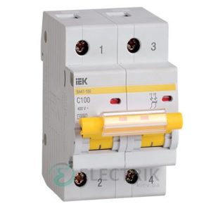 Автоматический выключатель ВА47-100 2P 50 А х-ка C, IEK MVA40-2-050-C