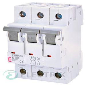 Автоматический-выключатель-ETIMAT-6-(6кА)-3P-20-А-хар-ка-D,-ETI-(Словения) 2164517