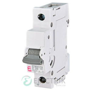 Автоматический выключатель ETIMAT P10 DC (10кА) 1P 20 А хар-ка C, ETI (Словения)