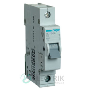 Автоматический выключатель MC106A 1P 6kA C-6A 1M, Hager
