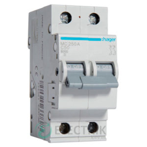 Автоматический выключатель MC250A 2P 6kA C-50A 2M, Hager
