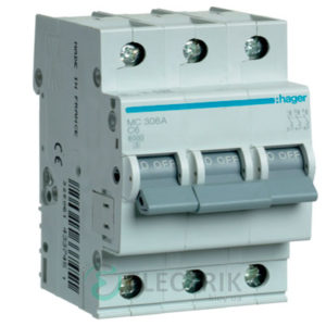 Автоматический выключатель MC306A 3P 6kA C-6A 3M, Hager