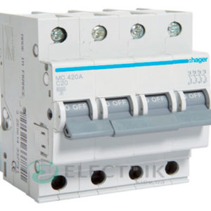 Автоматический выключатель MC420A 4P 6kA C-20A 4M, Hager