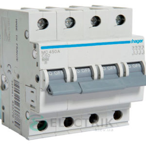 Автоматический выключатель MC450A 4P 6kA C-50A 4M, Hager