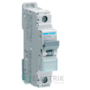 Автоматический выключатель NCN106 1P 10kA C-6A 1M, Hager