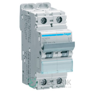 Автоматический выключатель NCN210 2P 10kA C-10A 2M, Hager