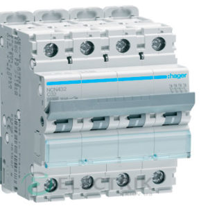 Автоматический выключатель NCN432 4P 10kA C-32A 4M, Hager