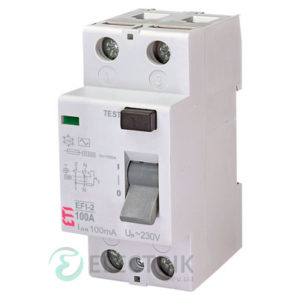 Дифференциальное реле (УЗО) EFI-2 100А 100мА тип AC 10кА, ETI (Словения)