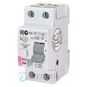Дифференциальное реле (УЗО) EFI-2 25А 30мА тип AC 10кА, ETI (Словения)