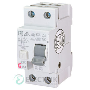 Дифференциальное реле (УЗО) EFI-2 63А 300мА тип AC 10кА, ETI (Словения)