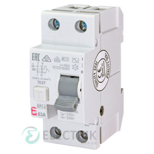 Дифференциальное реле (УЗО) EFI-2 63А 500мА тип AC 10кА, ETI (Словения)