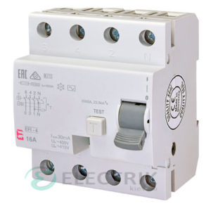 Дифференциальное реле (УЗО) EFI-4 16А 30мА тип AC 10кА, ETI (Словения)