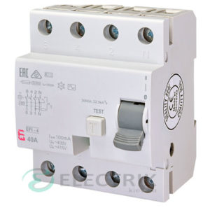 Дифференциальное реле (УЗО) EFI-4 40А 100мА тип AC 10кА, ETI (Словения)