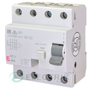 Дифференциальное реле (УЗО) EFI-4 40А 300мА тип AC 10кА, ETI (Словения)