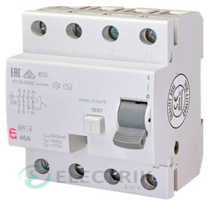 Дифференциальное реле (УЗО) EFI-4 40А 500мА тип AC 10кА, ETI (Словения)