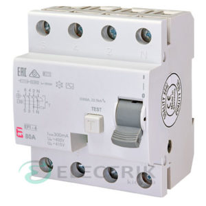 Дифференциальное реле (УЗО) EFI-4 80А 300мА тип AC 10кА, ETI (Словения)