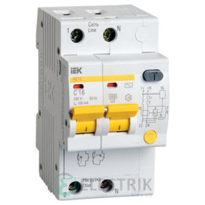 Дифференциальный-автоматический-выключатель-АД12 2Р 16А 100мА IEK MAD10-2-016-C-100