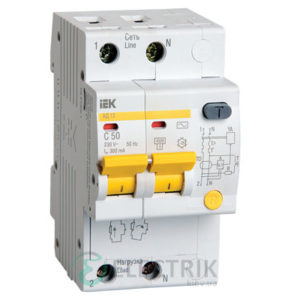 Дифференциальный-автоматический-выключатель-АД12 2Р 50А 300мА IEK MAD10-2-050-C-300