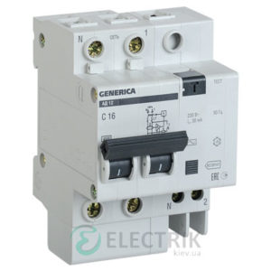 Дифференциальный-автоматический-выключатель-АД12 2Р 50А 30мА GENERICA MAD15-2-050-C-030