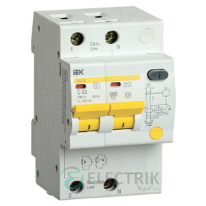 Дифференциальный-автоматический-выключатель-АД12S 2Р 50А 100мА IEK MAD13-2-050-C-100