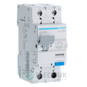 Дифференциальный-автоматический-выключатель-AD956J-1P+N-6kA-C-6A-30mA-тип-A,-Hager