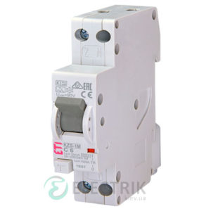 Дифференциальный автоматический выключатель KZS-1M C 6/0,01 тип A (6kA, нижнее подключение)