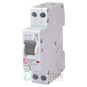 Дифференциальный автоматический выключатель KZS-1M SUP B 20/0,03 тип A (6kA, верхнее подключение)