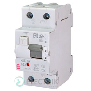 Дифференциальный автоматический выключатель KZS-2M B 32/0,03 тип AC (10kA)