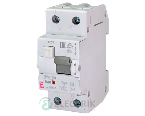 Дифференциальный автоматический выключатель KZS-2M B 40/0,03 тип AC (10kA)