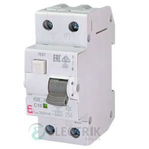 Дифференциальный автоматический выключатель KZS-2M C 10/0,3 тип AC (10kA)