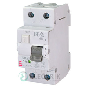 Дифференциальный автоматический выключатель KZS-2M C 16/0,03 тип AC (10kA)