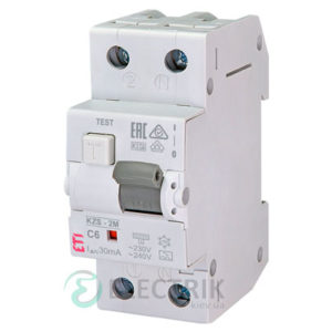 Дифференциальный автоматический выключатель KZS-2M C 6/0,03 тип A (10kA)
