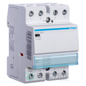 Контактор модульный ESD440 40А 24В AC 4НО, Hager (Франция)