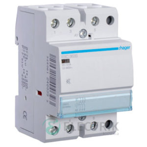Контактор модульный бесшумный ESC363S 63А 230В AC 3НО, Hager (Франция)