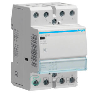 Контактор модульный бесшумный ESC463S 63А 230В AC 4НО, Hager (Франция)