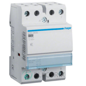 Контактор модульный бесшумный ESD263S 63А 24В AC 2НО, Hager (Франция)