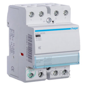 Контактор модульный бесшумный ESD463S 63А 24В AC 4НО, Hager (Франция)