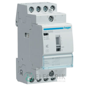 Контактор модульный бесшумный с ручным управлением ERC425S 25А 230В AC 4НО, Hager (Франция)