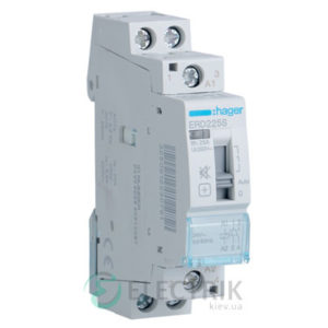 Контактор модульный бесшумный с ручным управлением ERD225S 25А 24В AC 2НО, Hager (Франция)