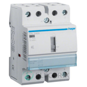 Контактор модульный бесшумный с ручным управлением ERL240S 40А 12В AC 2НО, Hager (Франция)