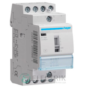Контактор модульный с ручным управлением ERC427 25А 230В AC 2НО+2НЗ, Hager (Франция)