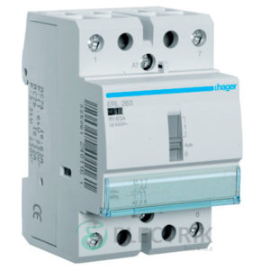 Контактор модульный с ручным управлением ERL263 63А 12В AC 2НО, Hager (Франция)