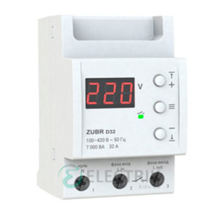 Реле напряжения ZUBR D32t однофазное на DIN-рейку 32А (с термозащитой)