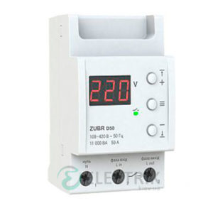 Реле напряжения ZUBR D50 однофазное на DIN-рейку 50А