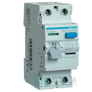 Устройство-защитного-отключения-(УЗО)-CD264J-2P-63A-30mA-тип-AC,-Hager-