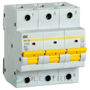 Автоматический выключатель ВА47-150 3Р 100А 15кА C IEK
